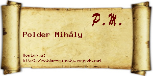 Polder Mihály névjegykártya